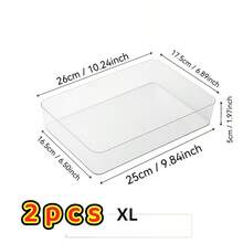 2/1件抽屜分隔收納盒，梳妝台收納整理盒，內置格欄，珠寶與化妝品收納盒，透明PET塑料材質，多功能雜物分類盒，髮飾與美髮工具收納盒，梳子、鏡子等 - 無色 - 查看 16