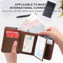 HEKAME Tarjetero de Cuero para Hombre, Carteras para Caballero, Capacidad para 14 Tarjetas, Con Bolsillo de Moneda Billetera, Cartera con ID Window y RFID Bloqueo Antirrobo, Plegable para Hombre Regalo - Cafetería - Ver 10