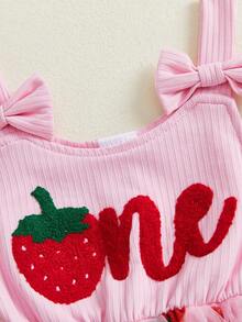 Baby Girl 1st Birthday Clothes One Year Old Tulle Romper Flying Sleeve Bodysuit Cake Smash Outfits - Màu Hồng  Dưa hấu - Xem 7