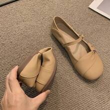 Zapatos de cuero Mary Jane de suela suave para mujeres, estilo francés de primavera, zapatos de noche para mujeres 2025, nuevos zapatos de hada, zapatos suaves individuales - Blanco - Ver 3