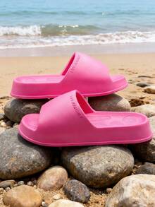 女士EVA时尚纯色防滑平底休闲拖鞋，适合春夏穿着