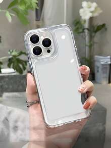 1pc Transparent Minimalist Space Case Perforated Lens Protection Anti-Drop Phone Case, Personalized For IPhone 16 Pro Max, 17/16/15/14 Plus/13/12/11 Protective Cover