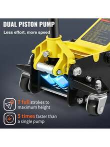 Floor Jack  3 Ton Low Profile Floor Jack  Heavy-Duty Steel Racing Floor Jack With Dual Pistons Quick Lift Pump  Floor Jack Lifting Range 3.35 -19.69 - Yellow - View 5
