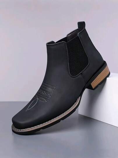 复古棕黑色切尔西靴 | 侧边松紧带设计，宽松版型，适合秋冬季节，百搭日常男士靴