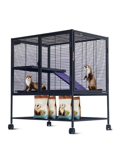 Jaula de metal para animales pequeños, jaula de hurón de varios niveles de 34 pulgadas de alto para animales pequeños, jaula grande para hámster con rampa, soporte de almacenamiento adicional, 30.0"L x 20.0"W x 36.0"H