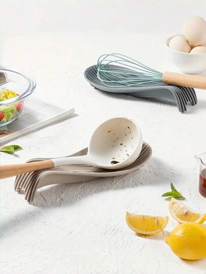 1 pièce Repose-cuillère en silicone pour cuisine, plateau de rangement pour une seule cuillère, ustensile de cuisine multifonctionnel, outil de cuisine, accessoire de cuisine et de salle à manger, 1 pièce Porte-cuillère en silicone résistant à la chaleur - Repose-cuillère en silicone flexible pour la cuisine