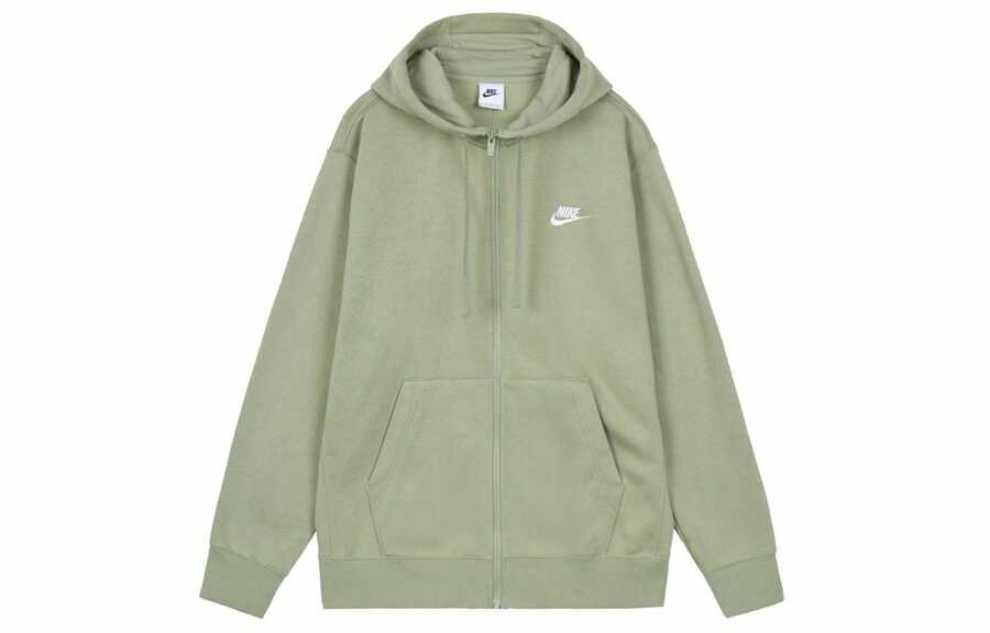 Nike Sportswear Club Fleece 男士刺绣Logo纯色连帽衫外套,绿色 - 綠色 - 查看 1
