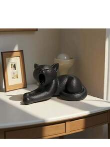 1pc Comfortable Open Mouth Sculpture, Modern Lazy Cat Resin Statue, Anime Theme Collector's Desktop Decoration, Su For Living Room, Office, Study, Bedroom, Ideal Gift For Pet Lovers, Christmas Valentine's Day New Year Home Decoration And Party Decor - Multicolor - View 6