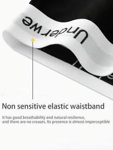 7-Piece Comfortable Men's Boxer Briefs Set: "Underwe" Logo Elastic Waistband High Elasticity Soft Black Fabric Daily Underwear - Multicolor - View 2