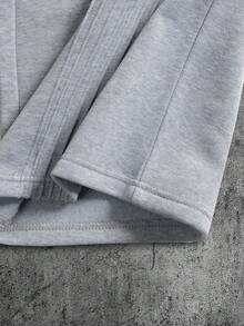 男士浅灰色阔腿运动裤，侧边褶裥设计，松紧腰带，街头风裤装 - 淺灰色 - 查看 7