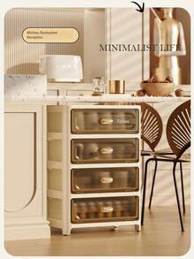 3/4/5 طبقات لوحات شفافة متعددة الوظائف أدراج تخزين - خزانة تخزين قابلة للطي ذات باب واحد - رف تخزين أدراج بلاستيكي، رف تخزين مدخر للمساحة للوجبات الخفيفة والمشروبات والكتب والملابس، مناسب للمطبخ وغرفة المعيشة والدراسة والحمام وغيرها - متعدد الألوان - مشاهدة 11