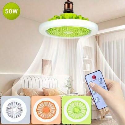 Ventilador De Teto Fechado Com Luz , Conjunto De mini Lâmpada De 10,2 Polegadas , Branca 30W, Resfriamento , Controle Remoto Incluído