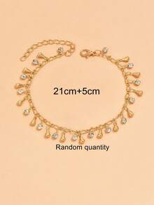1pc Minimalist Versatile Random Crystal Water Drop Tassel Anklet For Women (Crystal Water Drop Quantity Random) - Gold - View 4