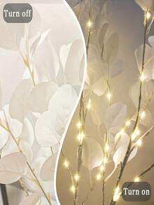 1pc LED Artificial Olive Branch Light - Modern Decorative Lamp With 30 LED Lights, Battery Powered, Suitable For Wedding, Birthday, Indoor, Party, Cafe, Restaurant Decor - Excluding Battery/Vase - White - View 7