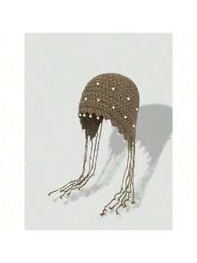 1pc Women's Handmade Crochet Hollow Out Beanie Hat, Lightweight Knitted Tassel Decor Cap, Fashion Headwear For Summer Sun Protection, Boho Style, Suitable For Mother And Daughter, Women Vacation, Halloween - Nhiều màu - Xem 14