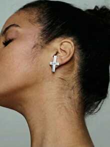 Custom Name Earring,Gold Cross Earrings, Elegant Statement Jewelry ,Name Hoops, Letter Hoop Earring,Best Friend Gift,Mother's Day Gift, Easter Gift, Anniversary Gift - Multicolor - View 5