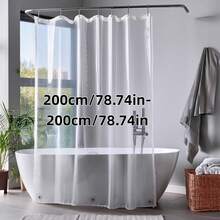 59.06" X 70.87" Clear Shower Curtain Liner With Magnets And Rust-Resistant Metal Grommets, Lightweight, Waterproof, Odorless, Suitable For Home, Hotel, Office, Etc. 12pcs Plastic Shower Curtain Rings - 1pc Transparent - View 2