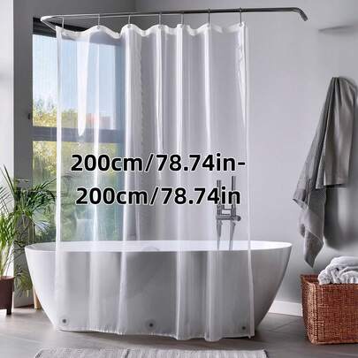59.06" X 70.87" Clear Shower Curtain Liner With Magnets And Rust-Resistant Metal Grommets, Lightweight, Waterproof, Odorless, Suitable For Home, Hotel, Office, Etc. 12pcs Plastic Shower Curtain Rings