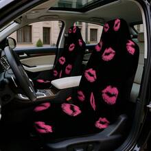 1pc Modern Pink Lips Kiss Art Print Car Seat Covers, Comfortable And Durable, Universal Fit For Most Vehicles, Great For Stylish Interior Upgrade And Daily Commuting, Perfect Gift For Valentine'S Day - 彩色 - 查看 4