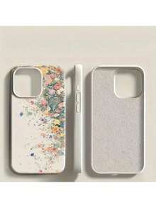 UE (DE et ES) Étui de téléphone compatible avec Apple 15 Pro Max, 14, 13/12, 11, en silicone antichoc avec motif fleurs et papillons à grands trous - Blanc - Voir 1