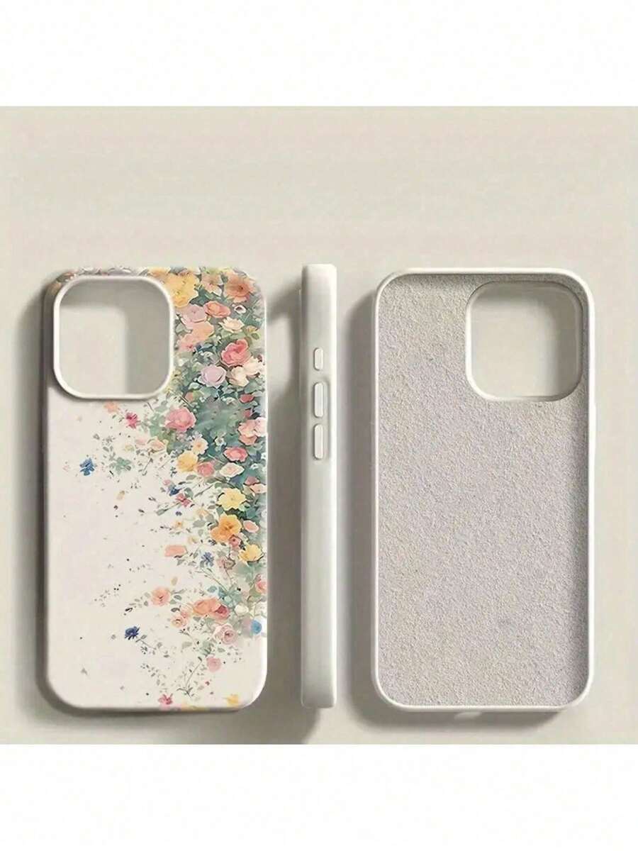 UE (DE et ES) Étui de téléphone compatible avec Apple 15 Pro Max, 14, 13/12, 11, en silicone antichoc avec motif fleurs et papillons à grands trous - Blanc - Voir 1