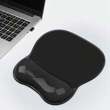 Gel Wrist Rest For ,Ergonomic Pad With Clear Cushioned Pa 1lm Rest,Gel  Pad With Wrist Support,Small Desk Mat,Office Desk Work Accessories For Women,Carpal Tunnel Relief (B-Black) - b-黑色 - 查看 2