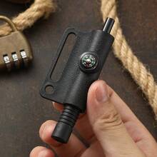 3-In-1 Multifunctional Magnesium Flint Fire Starter Rod With Compass & Whistle, Outdoor Survival Tool Kit, Suitable For Camping, Hiking, Adventure Enthusiasts - Multicolor - View 7
