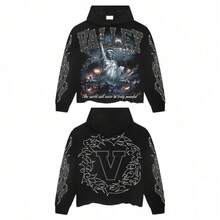 New VALLEY Printed Sweater Without Pockets Hoodie To Map Top - Black #No Pockets All-over Print - View 2