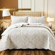 3 Piece Quilted Patchwork Bedspread - Soft Throw Bedding Set, Perfect For Single Double King Size Beds Bedroom Decor & Cozy Home - Zurich - Patchwork Bedspread - View 5