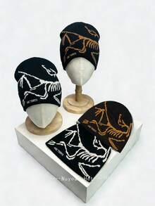 1pc Bird Pattern Personalized Outdoor Jacquard Knit Beanie, Warm And Windproof Knitted Hat, Unisex Ski Cap, Perfect Gift For Lover, Girlfriend, Family, Valentine's Day