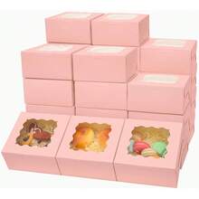 Kraft Bakery Boxes With Window, Small Pastry Boxes, Thick And Sturdy - Khaki - View 5