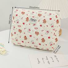 1/3 buc Geantă cosmetică de Crăciun cu fețe drăguțe de cățeluș - Geantă mare de toaletă de călătorie cu model adorabil de cățeluș, potrivită pentru femei, cadou de sărbători (Ziua Îndrăgostiților/Anul Nou), Geantă de machiaj de călătorie pentru decor de cameră - alb - Vizualizare 15