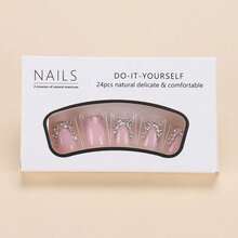 French Rhinestone Rimmed Manicure Nail Patch Cool Flash Diamond Wearing Nail Piece Wholesale Nail Piece Long Manicure - 光療套裝 - 查看 4