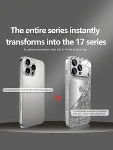 1个新款奢华时尚银色水钻拼接灰色苹果图案豪华大视野钢化玻璃镜头保护手机壳，兼容 17/17Pro/17ProMax/17Air/16/16Pro/16ProMax/16Plus/15/15Plus/15Pro/15ProMax/14/14Plus/14Pro/14ProMax/13/13Pro/13ProMax/12/12Pro/12ProMax/11/11ProMax，磨砂防摔，金属漆全覆盖高端保护壳