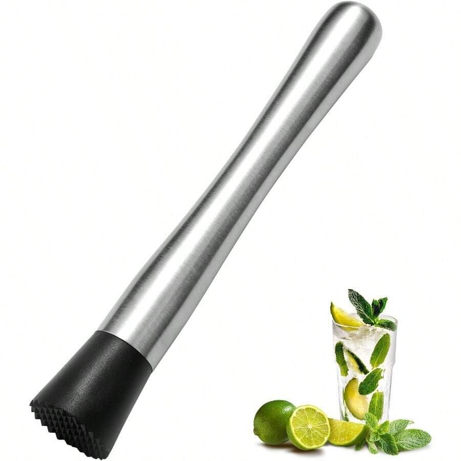 8 Inch Stainless Steel Cocktail Muddler And Mixing Spoon Home Bar Set - Create Delicious Mojitos Old Fashioned/Mint Julep/Other Fruit Based Drinks Silver - 銀色 - 查看 1