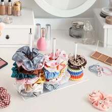 2/3层透明亚克力立式发圈发带展示架，现代简约设计，可收纳发饰、手镯、戒指等，是送给女孩的最佳礼物，适合学生宿舍、卧室和梳妆台使用。 - 無色 - 查看 1