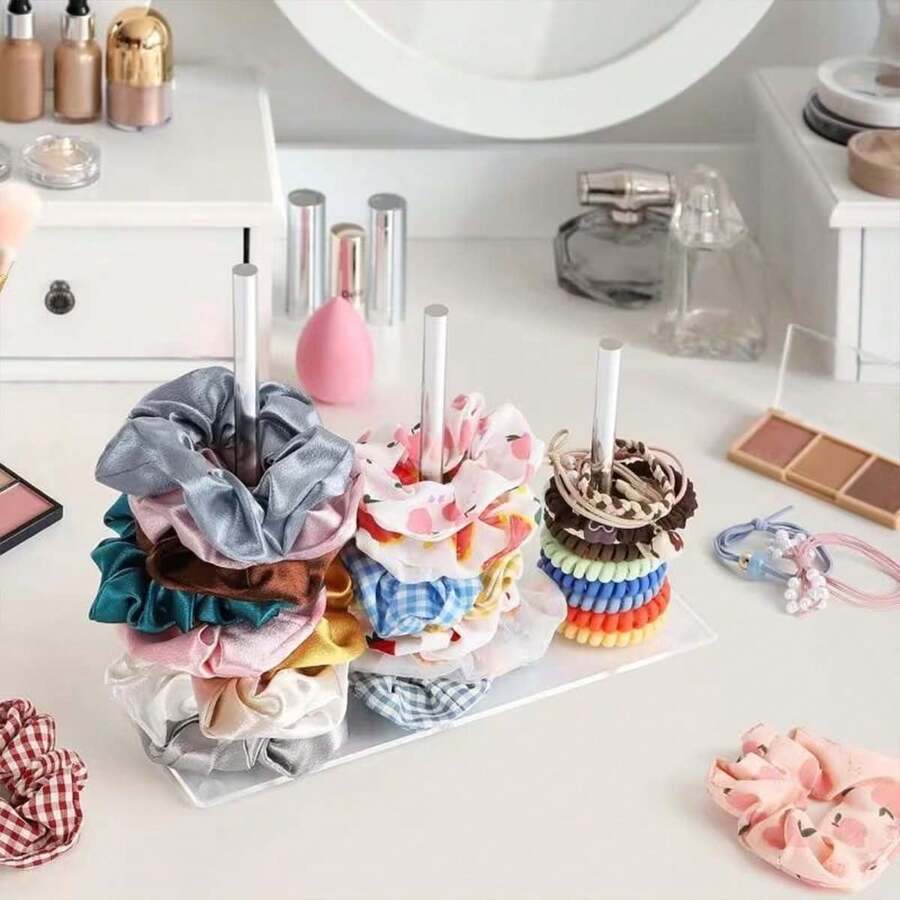 2/3层透明亚克力立式发圈发带展示架，现代简约设计，可收纳发饰、手镯、戒指等，是送给女孩的最佳礼物，适合学生宿舍、卧室和梳妆台使用。 - 無色 - 查看 1