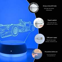 1pc 3D Racing Car Shaped Night Light, USB Powered, Touch Sensitive 7-Color Gradient, Creative Desk/Bedroom Atmosphere Lamp, Room Decor Light, Unique Night Light - Multicolor - View 8