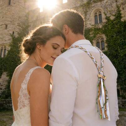 Wedding Hand Fasting Cord Decorative Fake Leaf Mesh Lace Design Wedding Lasso For Bridal And Bridegroom