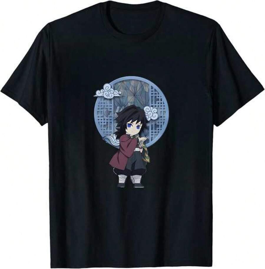 Bluza z nadrukiem Chibi Giyu Tomioka Water Hashira Anime z grafiką unisex - Czarne - Zobacz 1