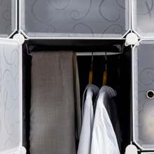 DIY Wardrobe, Shelving System, Modular Shelving Unit, Cube Wardrobe With Clothes Rail, PP, Black And White