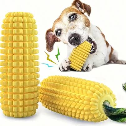 超大号咀嚼玩具，适合爱啃咬的狗狗 - 高强度橡胶狗磨牙骨，水果纹理（玉米和谷物设计） - 坚不可摧的磨牙骨，适合中型、大型犬和幼犬 - 可用于清洁牙齿和刺激智力 - 理想之选：拉布拉多犬、德国牧羊犬、澳大利亚牧羊犬 - 磨牙骨