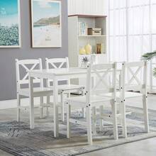 Classic Solid Wooden Dining Table And 4 Chairs Set Kitchen Home - Grey - View 10