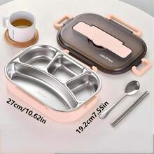 1个不锈钢午餐盒，保温便携午餐盒，带2/4个隔层，配有汤碗和餐具，适合学生、上班族、学校、露营、野餐和家庭使用。 - 彩色 - 查看 15