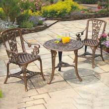 3pcs Rose Garden Bistro Set – Table & 2 Chairs - Bronze - View 8