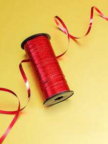 1pc-100 Yards Eye-Catching Bright Red Sparkle Ribbon, Festive & Romantic Polypropylene PP Ribbon, Flexible Flat High-Shine Glitter-Accented Ribbon, Multi-Use Event Decoration & Gift Bow Making Ribbon For Valentine's Day Proposal Scene Adornment, Birthday Party Balloon Tying, Christmas Party Table Centerpiece, New Year Eve Wall Decor, Anniversary Gift Wrapping, Easter Party Decor, Waterproof & Long-Lasting Holiday Ribbon - Red - View 8