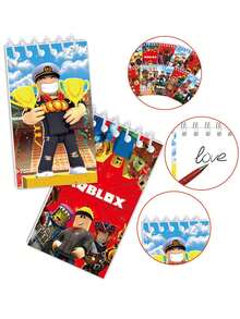 10pcs Cartoon Sandbox Game Character Steve Alex Children's Writing Notebook, Spiral Bound Creative Planner Notebook, Holiday Gift - Multicolor - View 3