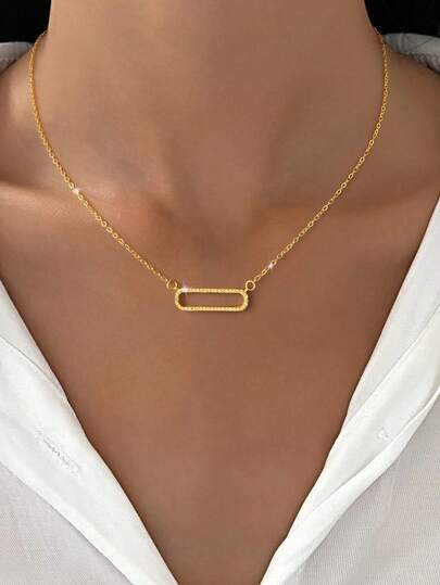 1pc Elegant Square Zirconia Necklace, S925 Sterling Silver Zirconia Necklace, Exquisite Jewelry Gift For Women, Suitable For Party, Ball, Daily Wear