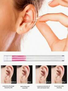 60pcs Ear Hole Cleaning Sticks, Ear Piercing Earwax Removal Swabs, Removes Dirt, Prevents Blockage, Ear Cleaning Swabs, Ear Cleaning Rods, Suitable For Travel, Ear Cleaning Device, Ear Cleaning Kit, Ear Cleaning Tools, Earwax Removal Tool - Pink - View 9
