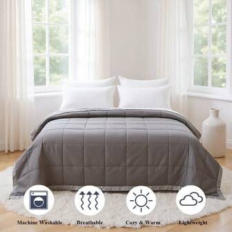 Luxury Hotel Comforter, Duvet Insert, 160GSM Premium Fiber Filled, Skin-Friendly Quiet, Lightweight Breathable, Satin Trim Edging, Suitable For All Seasons, Machine Washable